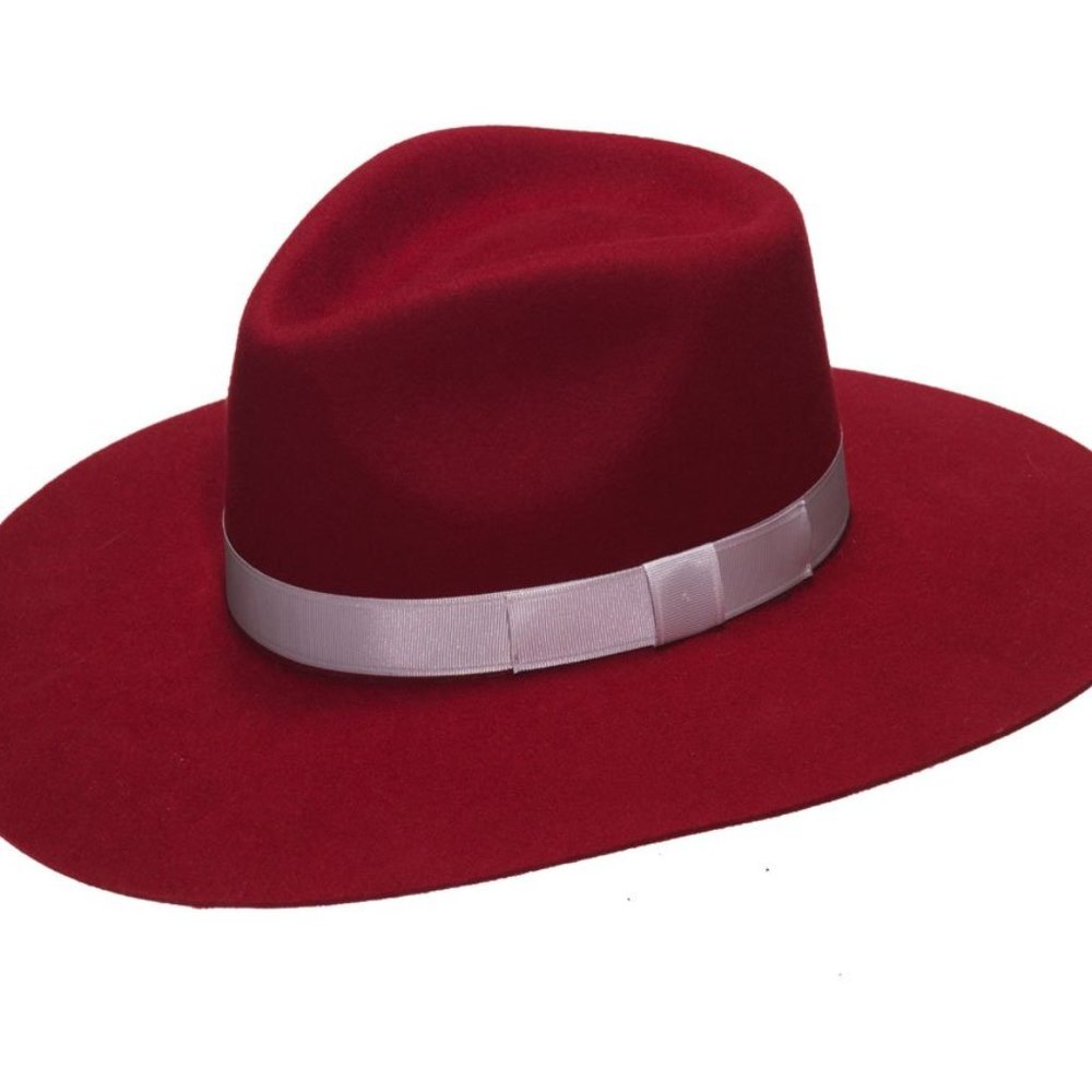 Red Fashion Wool Collection Pinched Front Hat
